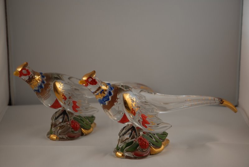Heisey Decorated Pheasants - 1950s, Baker Coll.